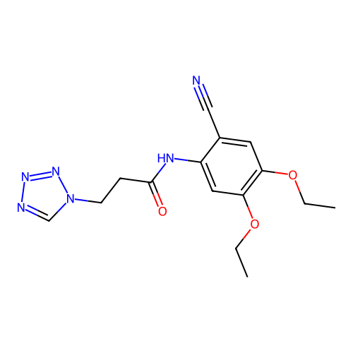 N-(2-cyano-4,5-diethoxyphenyl)-3-(tetrazol-1-yl)propanamide structure