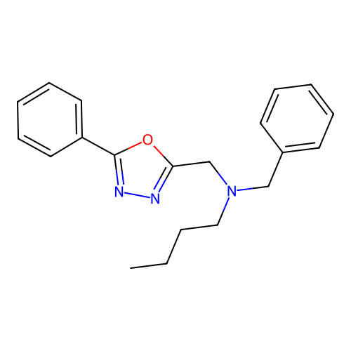 N-benzyl-N-[(5-phenyl-1,3,4-oxadiazol-2-yl)methyl]butan-1-amine structure