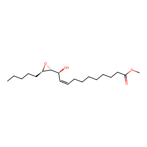 Methyl (2alpha(9Z,11S*),3beta)-11-hydroxy-11-(3-pentyloxiranyl)-9-undecenoate structure