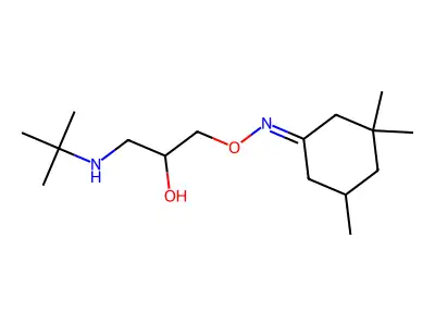 1-(Tert-butylamino)-3-[(3,3,5-trimethylcyclohexylidene)amino]oxypropan-2-ol structure