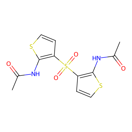 N-[3-[(2-acetamido-3-thienyl)sulfonyl]-2-thienyl]acetamide structure