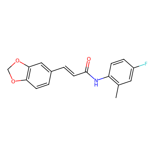 3-(1,3-benzodioxol-5-yl)-N-(4-fluoro-2-methylphenyl)prop-2-enamide structure