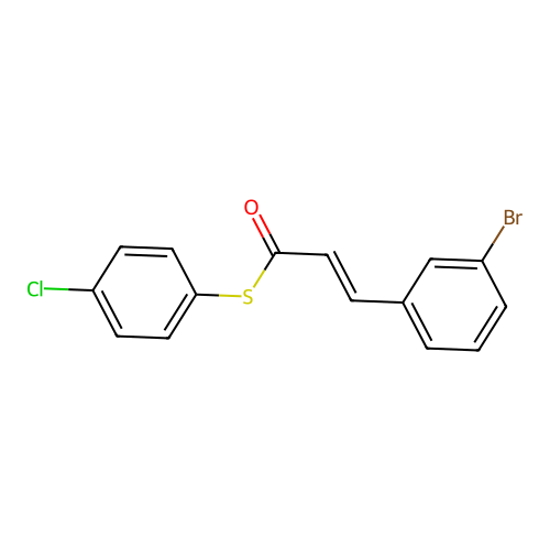 S-(4-chlorophenyl) 3-(3-bromophenyl)prop-2-enethioate structure