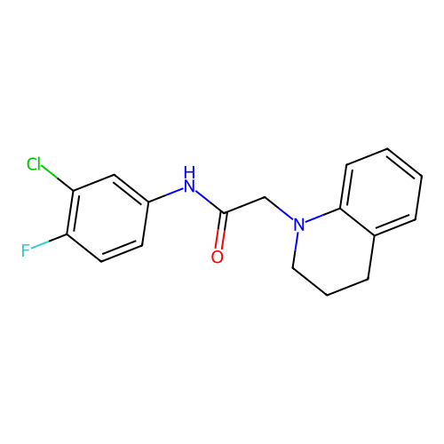 N-(3-chloro-4-fluorophenyl)-2-[3,4-dihydro-1(2H)-quinolinyl]acetamide structure