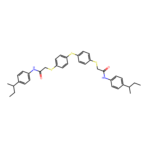2-[(4-{[4-({2-[4-(sec-butyl)anilino]-2-oxoethyl}sulfanyl)phenyl]sulfanyl}phenyl)sulfanyl]-N-[4-(sec-butyl)phenyl]acetamide structure