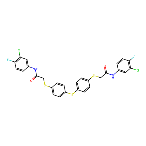 2-({4-[(4-{[2-(3-chloro-4-fluoroanilino)-2-oxoethyl]sulfanyl}phenyl)sulfanyl]phenyl}sulfanyl)-N-(3-chloro-4-fluorophenyl)acetamide structure