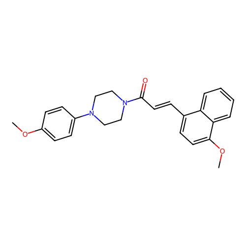3-(4-methoxy-1-naphthyl)-1-[4-(4-methoxyphenyl)piperazino]-2-propen-1-one structure