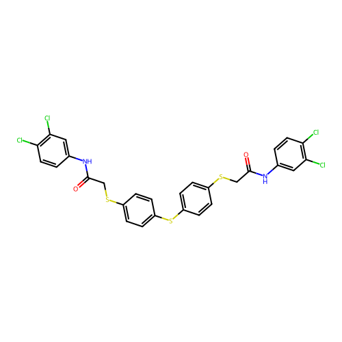 2-({4-[(4-{[2-(3,4-dichloroanilino)-2-oxoethyl]sulfanyl}phenyl)sulfanyl]phenyl}sulfanyl)-N-(3,4-dichlorophenyl)acetamide structure