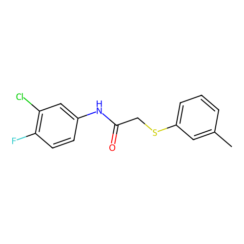 N-(3-chloro-4-fluorophenyl)-2-[(3-methylphenyl)sulfanyl]acetamide structure