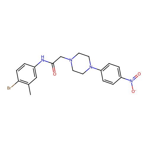 N-(4-bromo-3-methylphenyl)-2-[4-(4-nitrophenyl)piperazin-1-yl]acetamide structure
