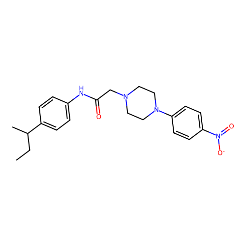 N-(4-butan-2-ylphenyl)-2-[4-(4-nitrophenyl)piperazin-1-yl]acetamide structure