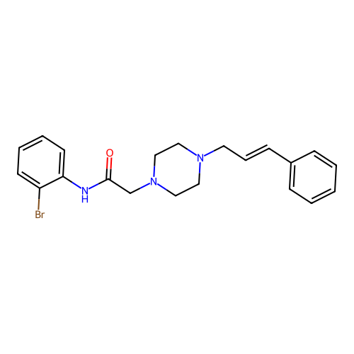 N-(2-bromophenyl)-2-[4-[(E)-3-phenylprop-2-enyl]piperazin-1-yl]acetamide structure