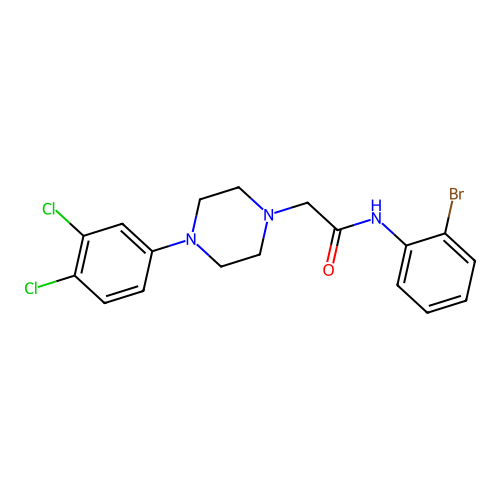 N-(2-bromophenyl)-2-[4-(3,4-dichlorophenyl)piperazin-1-yl]acetamide structure