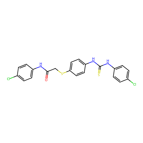 2-[(4-{[(4-chloroanilino)carbothioyl]amino}phenyl)sulfanyl]-N-(4-chlorophenyl)acetamide structure