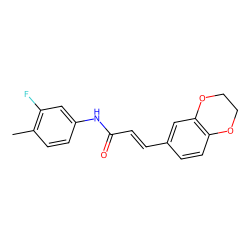 3-(2,3-dihydro-1,4-benzodioxin-6-yl)-N-(3-fluoro-4-methylphenyl)prop-2-enamide structure