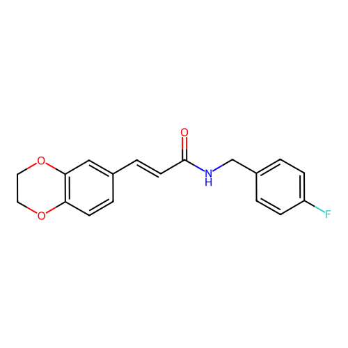 3-(2,3-dihydro-1,4-benzodioxin-6-yl)-N-[(4-fluorophenyl)methyl]prop-2-enamide structure