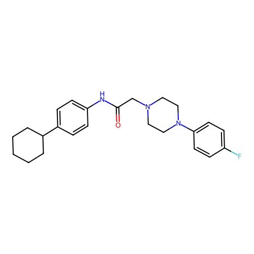 N-(4-cyclohexylphenyl)-2-[4-(4-fluorophenyl)piperazin-1-yl]acetamide structure