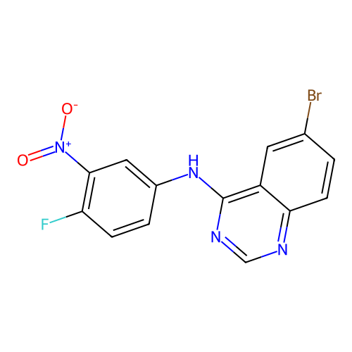6-bromo-N-(4-fluoro-3-nitrophenyl)quinazolin-4-amine structure