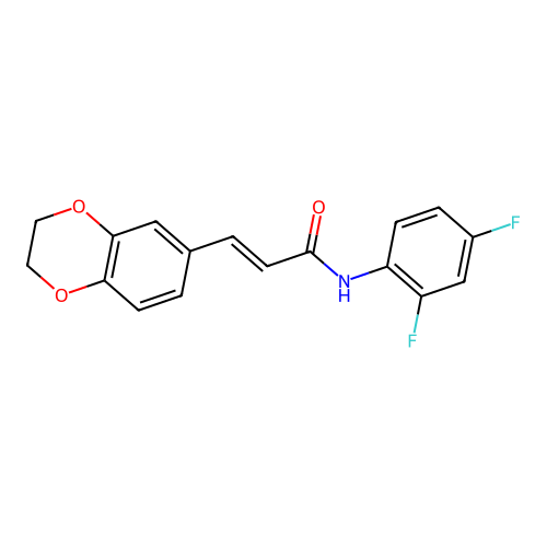 N-(2,4-difluorophenyl)-3-(2,3-dihydro-1,4-benzodioxin-6-yl)prop-2-enamide structure