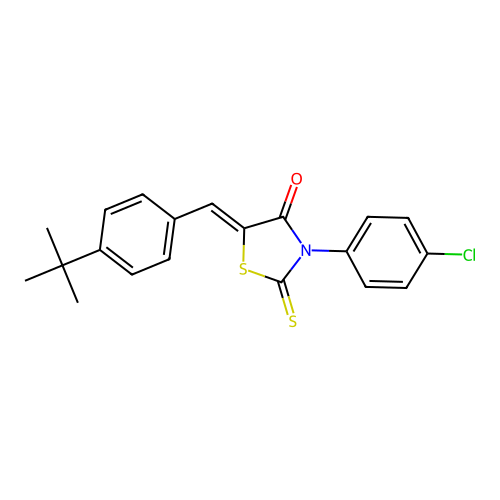 5-{[4-(tert-butyl)phenyl]methylene}-3-(4-chlorophenyl)-2-thioxo-1,3-thiazolan-4-one structure