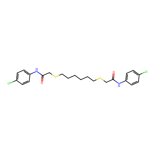 2-[(6-{[2-(4-chloroanilino)-2-oxoethyl]sulfanyl}hexyl)sulfanyl]-N-(4-chlorophenyl)acetamide structure