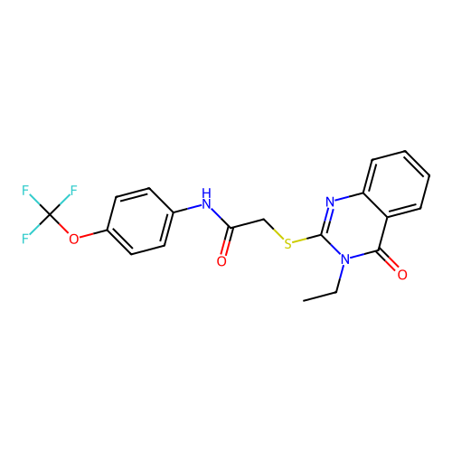 2-[(3-ethyl-4-oxo-3,4-dihydro-2-quinazolinyl)sulfanyl]-N-[4-(trifluoromethoxy)phenyl]acetamide structure