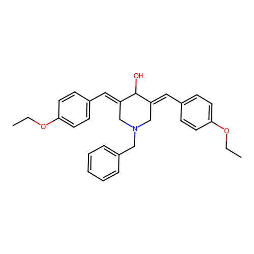 1-Benzyl-3,5-bis[(4-ethoxyphenyl)methylidene]piperidin-4-ol structure