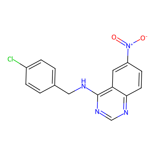 N-(4-chlorobenzyl)-6-nitro-4-quinazolinamine structure