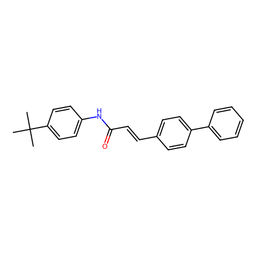 N-(4-tert-butylphenyl)-3-(4-phenylphenyl)prop-2-enamide structure