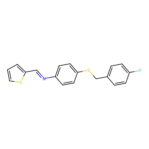 N-{4-[(4-fluorobenzyl)sulfanyl]phenyl}-N-(2-thienylmethylene)amine structure