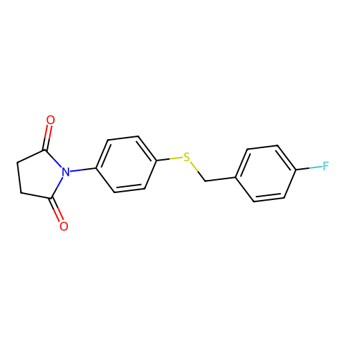 1-{4-[(4-fluorobenzyl)sulfanyl]phenyl}dihydro-1H-pyrrole-2,5-dione structure