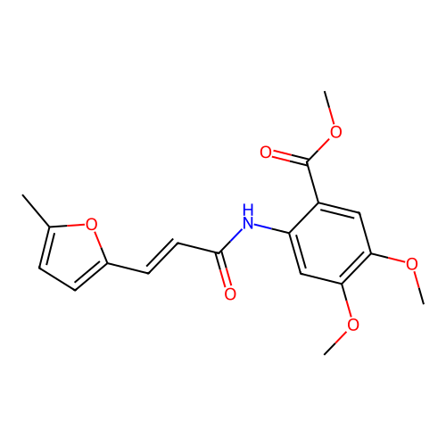 (E)-methyl 4,5-dimethoxy-2-(3-(5-methylfuran-2-yl)acrylamido)benzoate structure