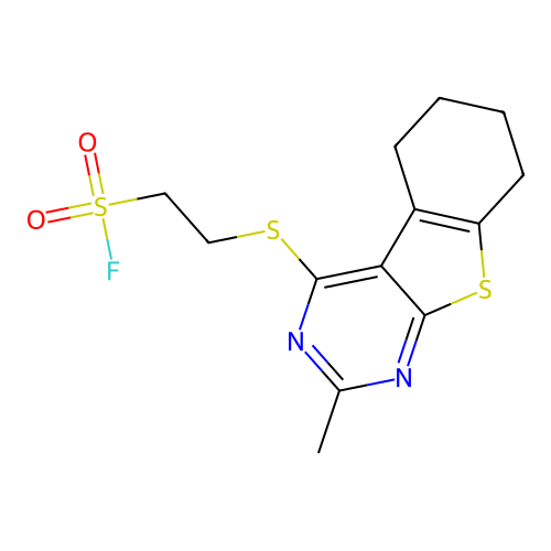 2-({5-methyl-8-thia-4,6-diazatricyclo[7.4.0.0,2,7]trideca-1(9),2(7),3,5-tetraen-3-yl}sulfanyl)ethane-1-sulfonyl fluoride structure