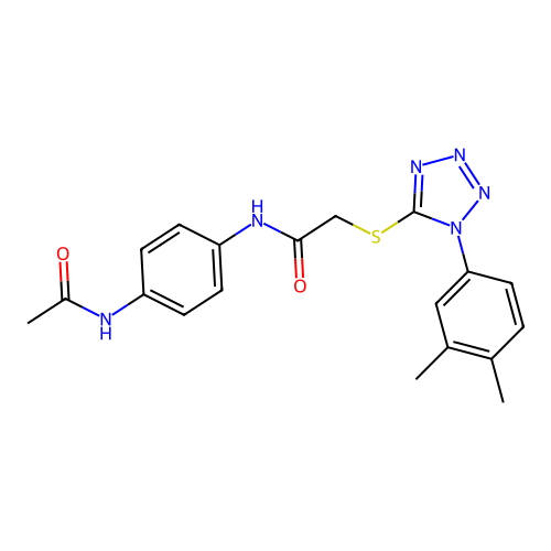 N-(4-acetamidophenyl)-2-[1-(3,4-dimethylphenyl)tetrazol-5-yl]sulfanylacetamide structure