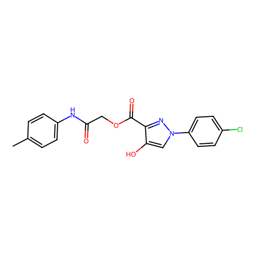[2-(4-methylanilino)-2-oxoethyl] 1-(4-chlorophenyl)-4-hydroxypyrazole-3-carboxylate structure