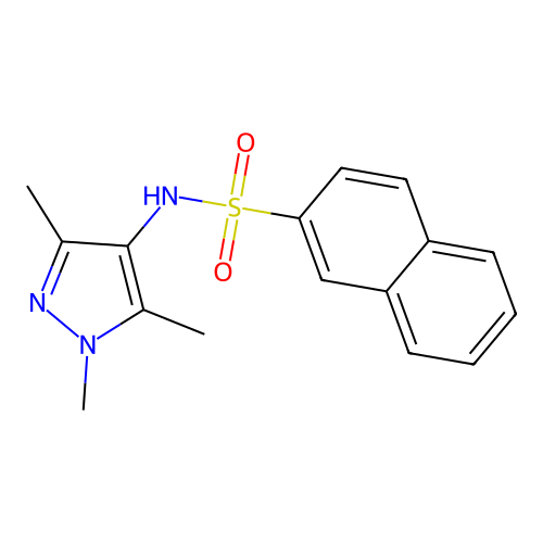 N-(1,3,5-trimethyl-1H-pyrazol-4-yl)naphthalene-2-sulfonamide structure
