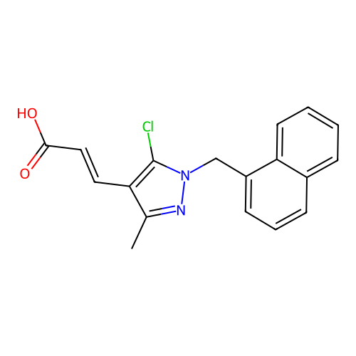 3-[5-Chloro-3-methyl-1-(naphthalen-1-ylmethyl)pyrazol-4-yl]prop-2-enoic acid structure