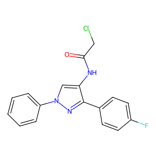 2-chloro-N-[3-(4-fluorophenyl)-1-phenylpyrazol-4-yl]acetamide structure
