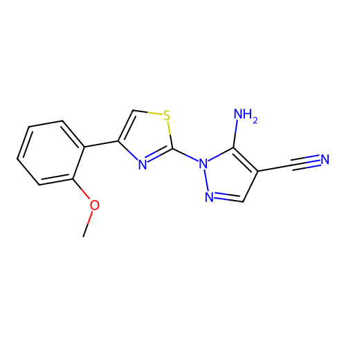 5-amino-1-[4-(2-methoxyphenyl)-1,3-thiazol-2-yl]-1H-pyrazole-4-carbonitrile structure