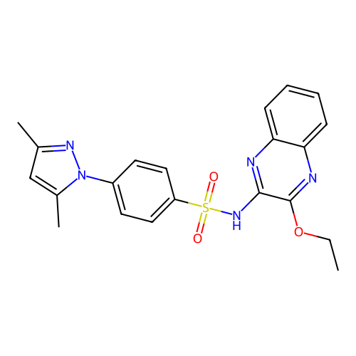 4-(3,5-dimethyl-1H-pyrazol-1-yl)-N-(3-ethoxyquinoxalin-2-yl)benzenesulfonamide structure