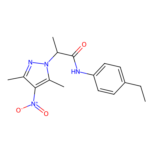 2-(3,5-dimethyl-4-nitropyrazol-1-yl)-N-(4-ethylphenyl)propanamide structure
