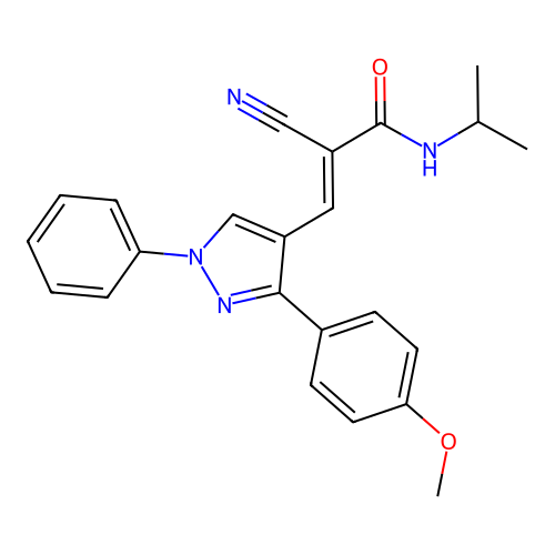 (E)-2-cyano-3-[3-(4-methoxyphenyl)-1-phenylpyrazol-4-yl]-N-propan-2-ylprop-2-enamide structure