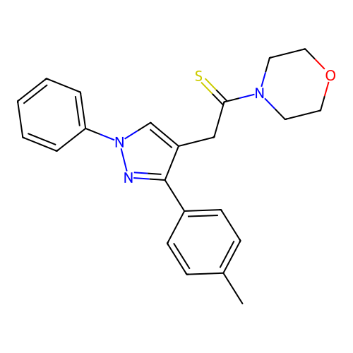 2-[3-(4-Methylphenyl)-1-phenylpyrazol-4-yl]-1-morpholin-4-ylethanethione structure