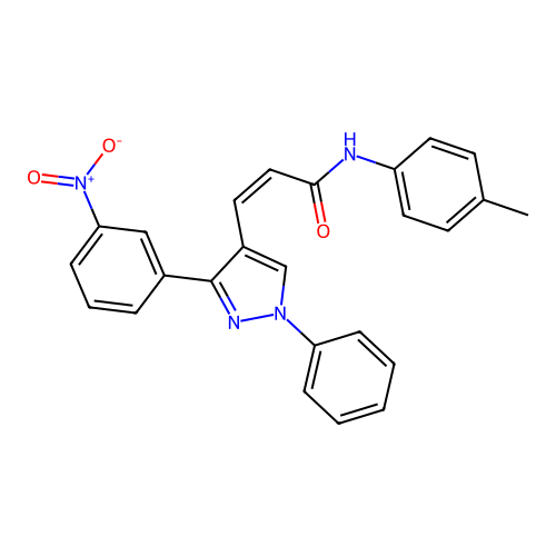 (Z)-3-(3-(3-nitrophenyl)-1-phenyl-1H-pyrazol-4-yl)-N-(p-tolyl)acrylamide structure