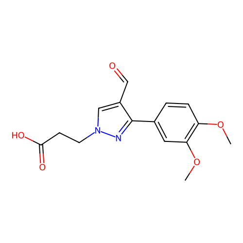 3-[3-(3,4-Dimethoxyphenyl)-4-formylpyrazol-1-yl]propanoic acid structure