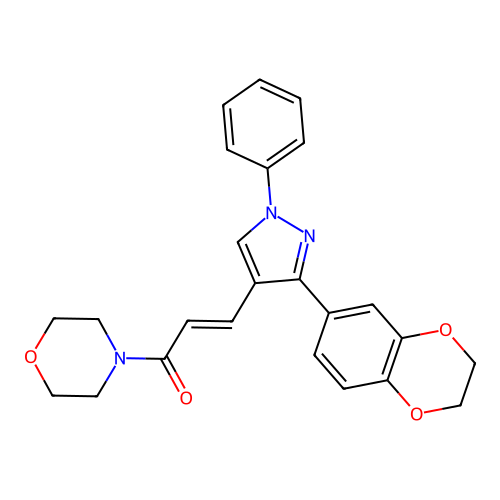(2Z)-3-[3-(2,3-dihydro-1,4-benzodioxin-6-yl)-1-phenyl-1H-pyrazol-4-yl]-1-(morpholin-4-yl)prop-2-en-1-one structure