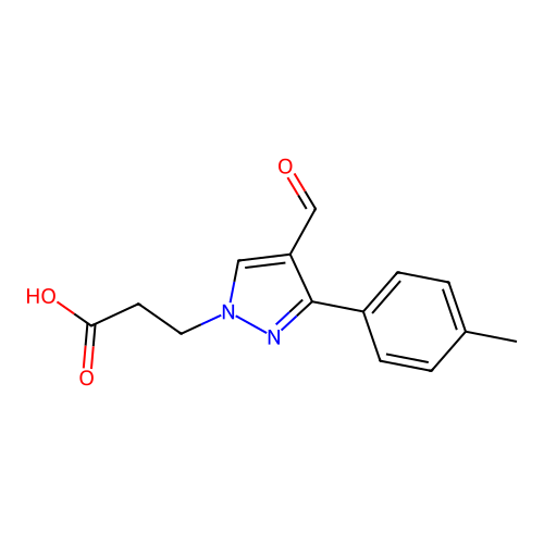 3-[4-formyl-3-(4-methylphenyl)pyrazol-1-yl]propanoic Acid structure