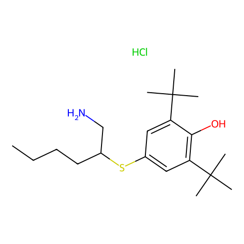 4-((1-(Aminomethyl)pentyl)thio)-2,6-bis(1,1-dimethylethyl)phenol hydrochloride structure