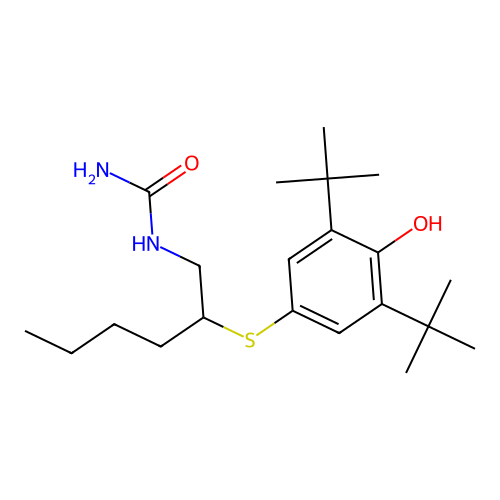 Urea, 1-(2-((3,5-bis(1,1-dimethylethyl)-4-hydroxyphenyl)thio)hexyl)- structure