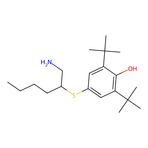 Phenol, 4-[[1-(aminomethyl)pentyl]thio]-2,6-bis(1,1-dimethylethyl)- structure